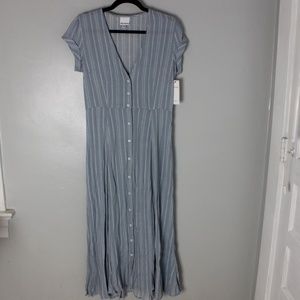 Light blue striped midi dress